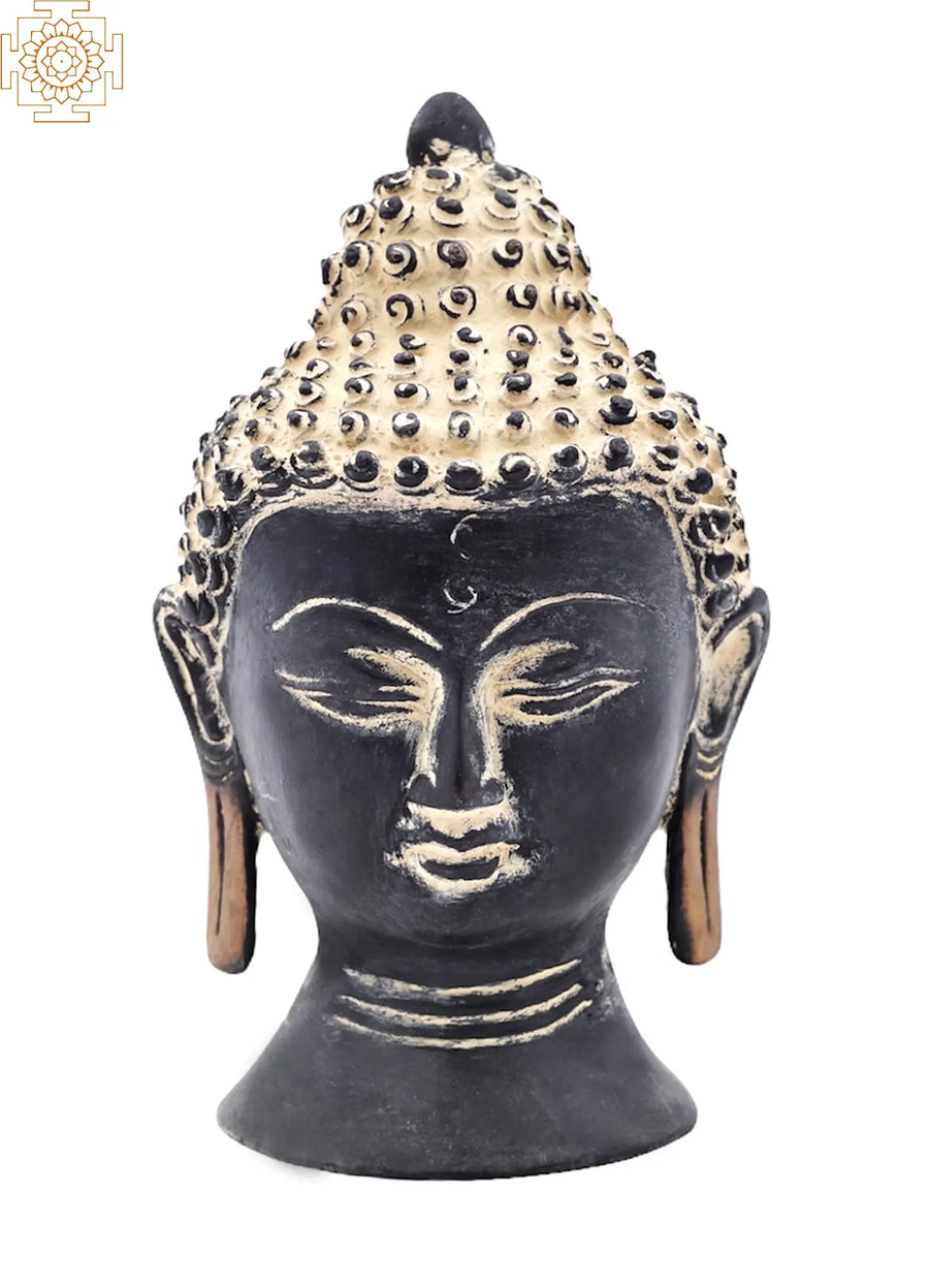 5" Lord Buddha Head Brass Statue Handmade
