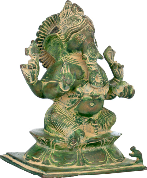 7" Lord Ganesha Granting Abhaya to Devotees In Brass | Handmade | Made In India
