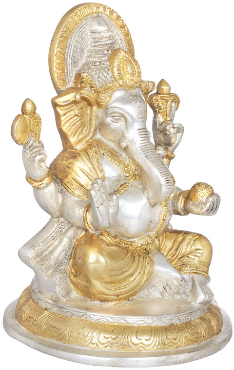 8" Blessing Lord Ganesha In Brass | Handmade | Made In India
