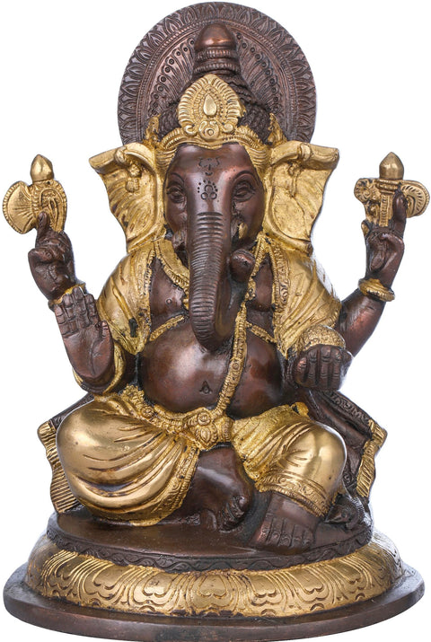 8" Blessing Lord Ganesha In Brass | Handmade | Made In India