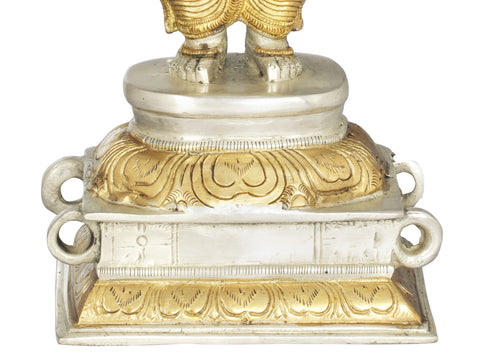 8" Sixteen-Armed Vira-Ganesha Brass Sculpture | Handmade | Made in India