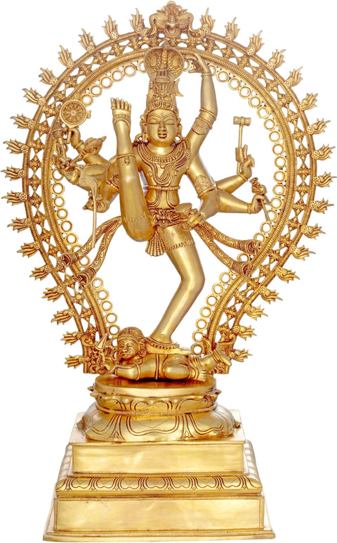 33" The Cosmic Shiva, The Nataraja in Ananda-Tandava (Large Size) In Brass | Handmade | Made In India