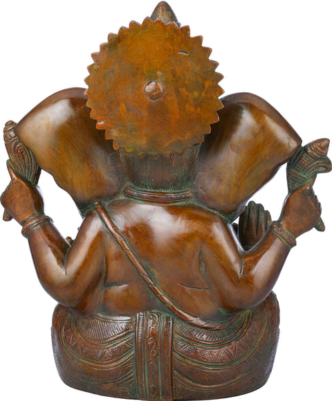 10" Lord Ganesha in Ashirwad Mudra In Brass | Handmade | Made In India