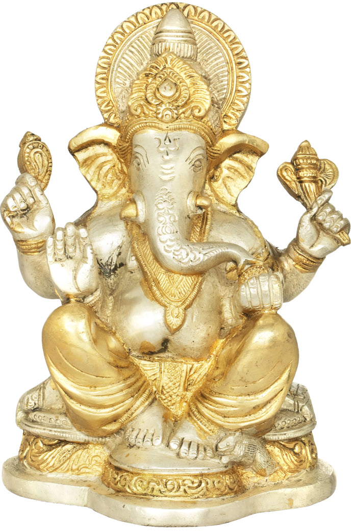 6" Lord Ganesha Handmade Brass Idol for Pooja