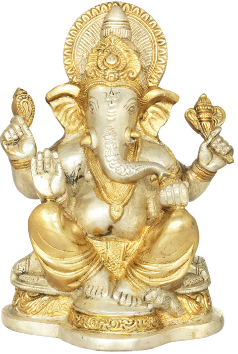 6" Lord Ganesha In Brass | Handmade | Made In India