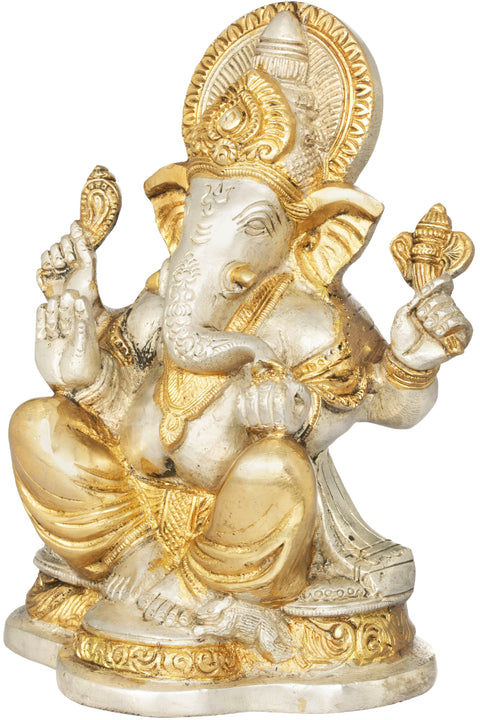 6" Lord Ganesha In Brass | Handmade | Made In India