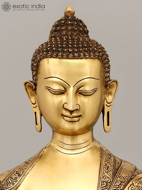 33" Superfine Large Buddha with the Life Story of Buddha Carved on the Robe