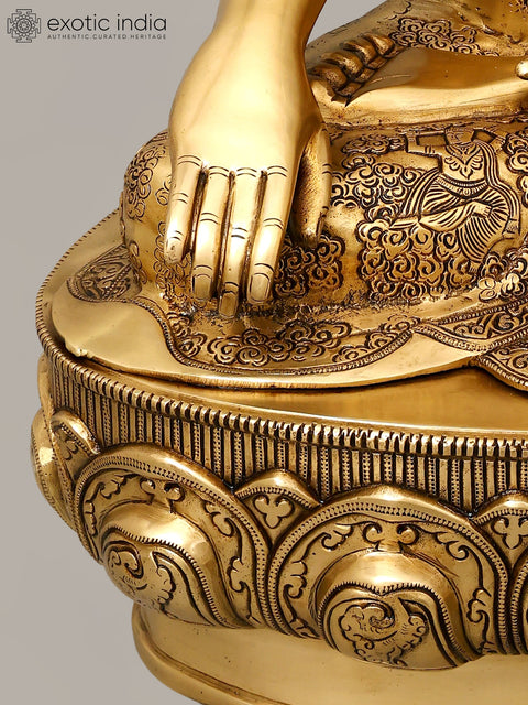 33" Superfine Large Buddha with the Life Story of Buddha Carved on the Robe