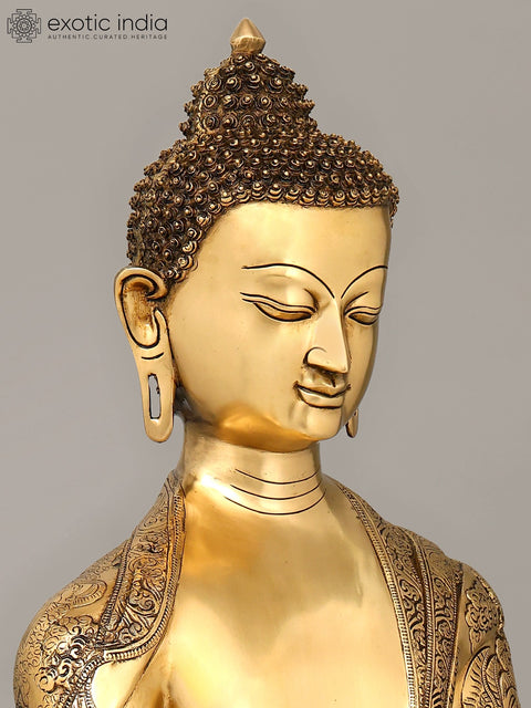 33" Superfine Large Buddha with the Life Story of Buddha Carved on the Robe