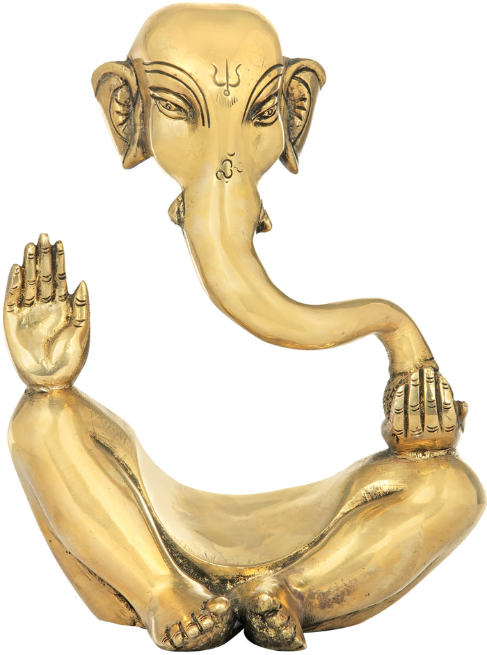 8" Handmade Stylized Ganesha Brass Statue for Pooja