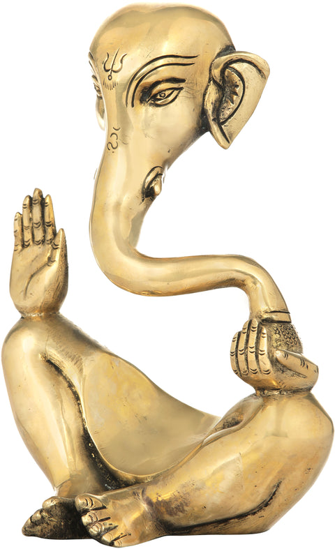 8" Stylized Ganesha In Brass | Handmade | Made In India