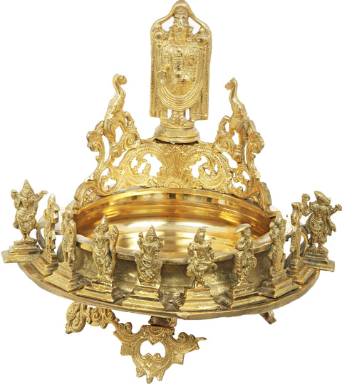 18" Tirupati Balaji Urli with Ten Incarnations of Lord Vishnu in Brass | Handmade | Made in India