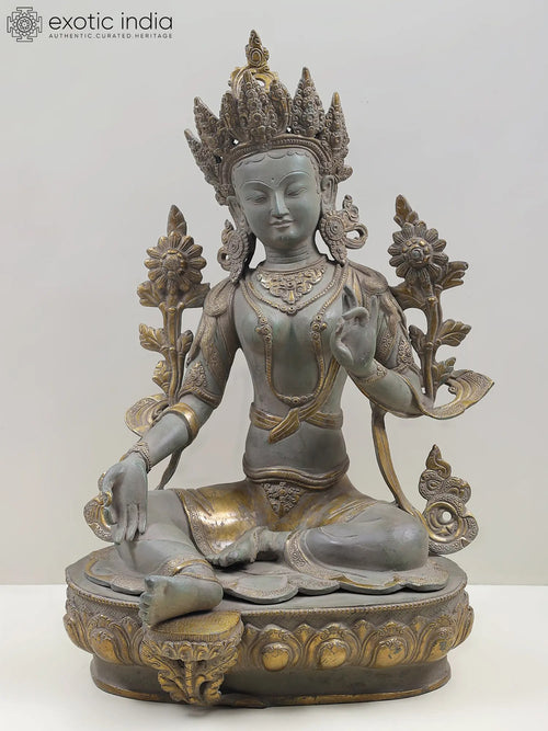 24" Green Tara Tibetan Buddhist Brass Statue Handmade