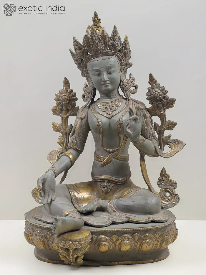 24" Green Tara Tibetan Buddhist Brass Statue Handmade