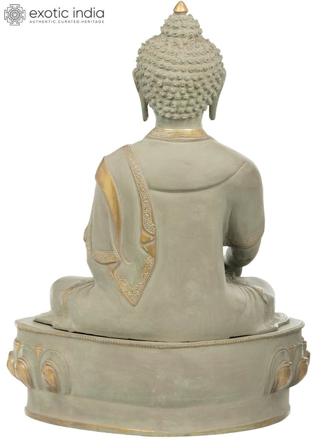 21" Tibetan Buddhist Lord Buddha in Bhumisparsha Mudra (Earth Touching Gesture) In Brass | Handmade | Made In India