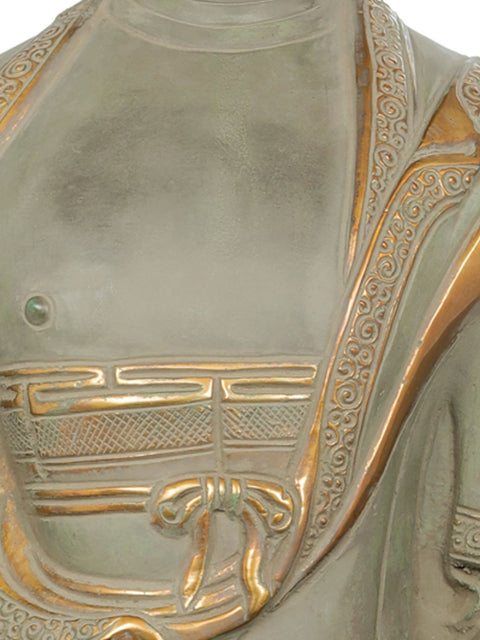 21" Tibetan Buddhist Lord Buddha in Bhumisparsha Mudra (Earth Touching Gesture) In Brass | Handmade | Made In India