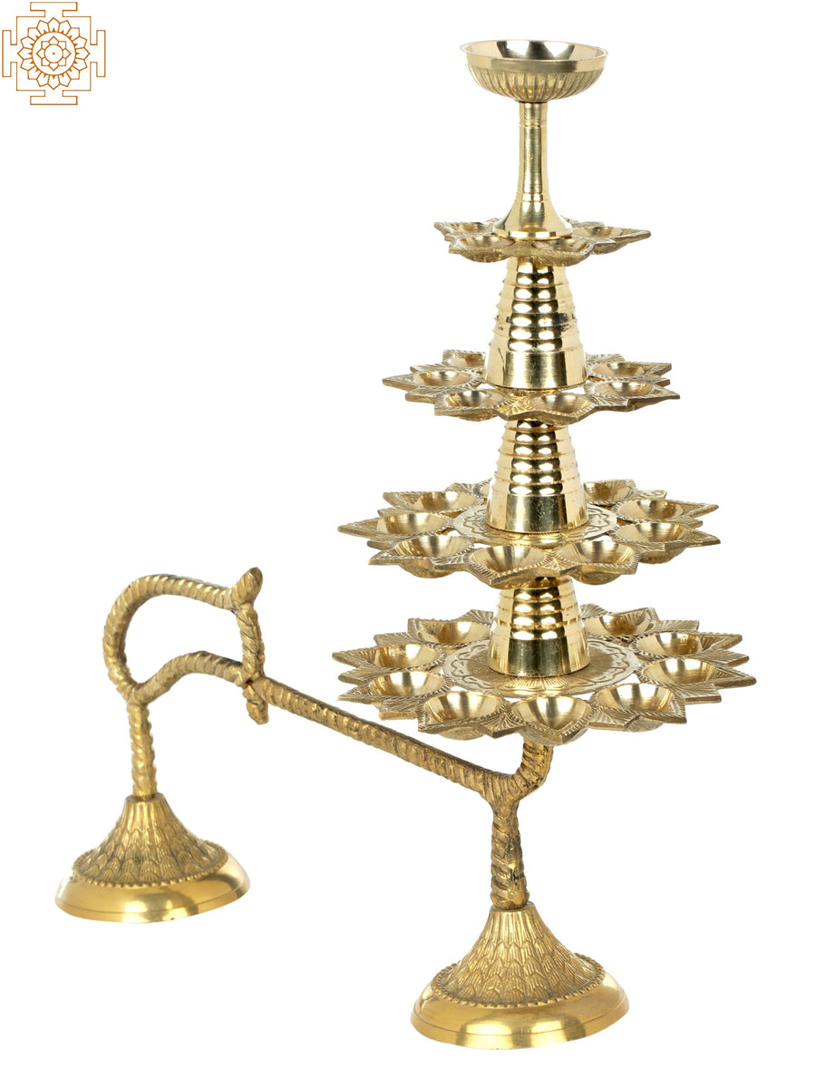 15" Thirty-Two Wicks Brass Aarti Lamp Handmade