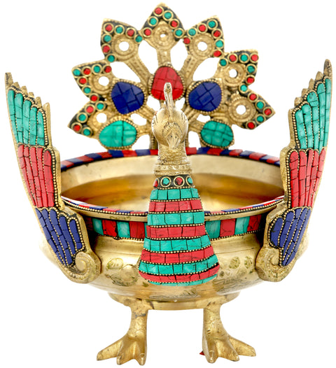 Peacock Brass Urli | Home Decor Gift
