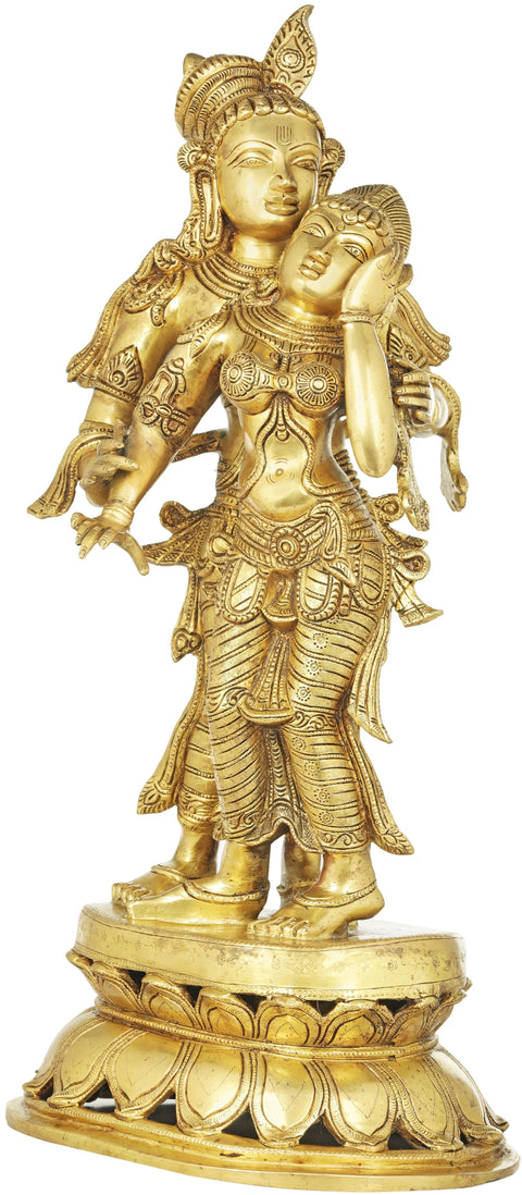 24" Elegant Radha Krishna Brass Sculpture | Exquisite Handmade Art from India