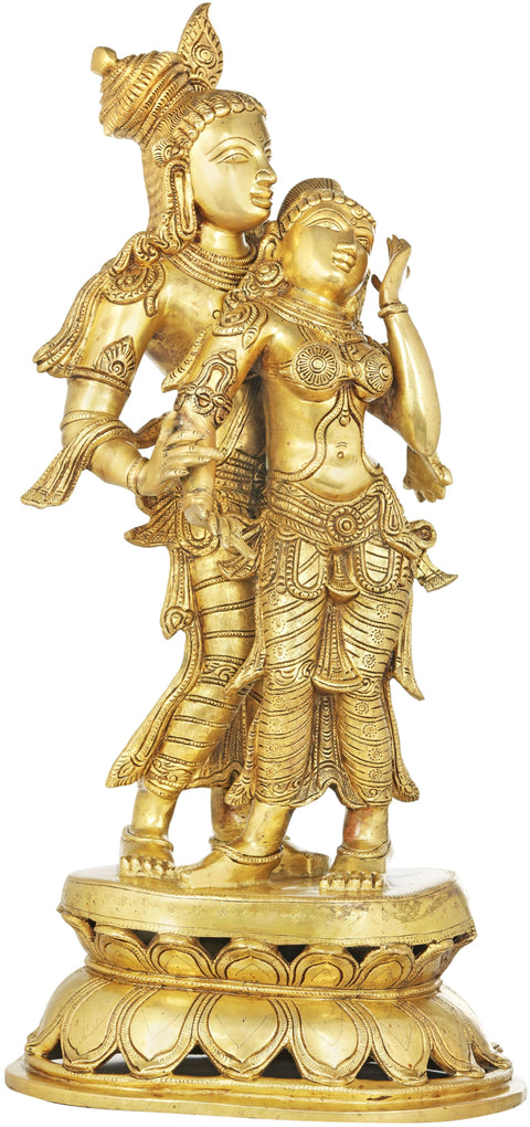24" Elegant Radha Krishna Brass Sculpture | Exquisite Handmade Art from India