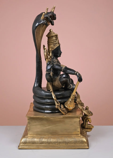 29" Brass Bhagawan Vishnu Seated on Sheshnag | Handmade
