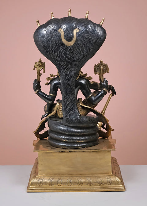 29" Brass Bhagawan Vishnu Seated on Sheshnag | Handmade