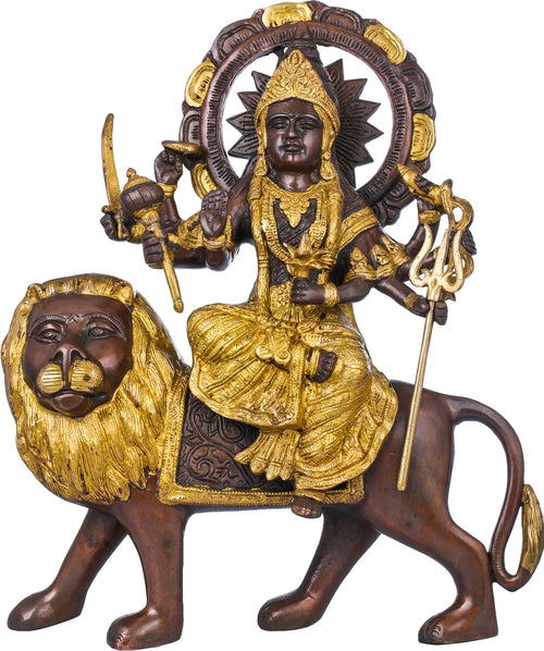 14" Brass Goddess Durga Handmade Statue for Pooja