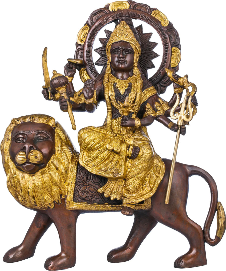 14" Brass Goddess Durga Handmade Statue for Pooja