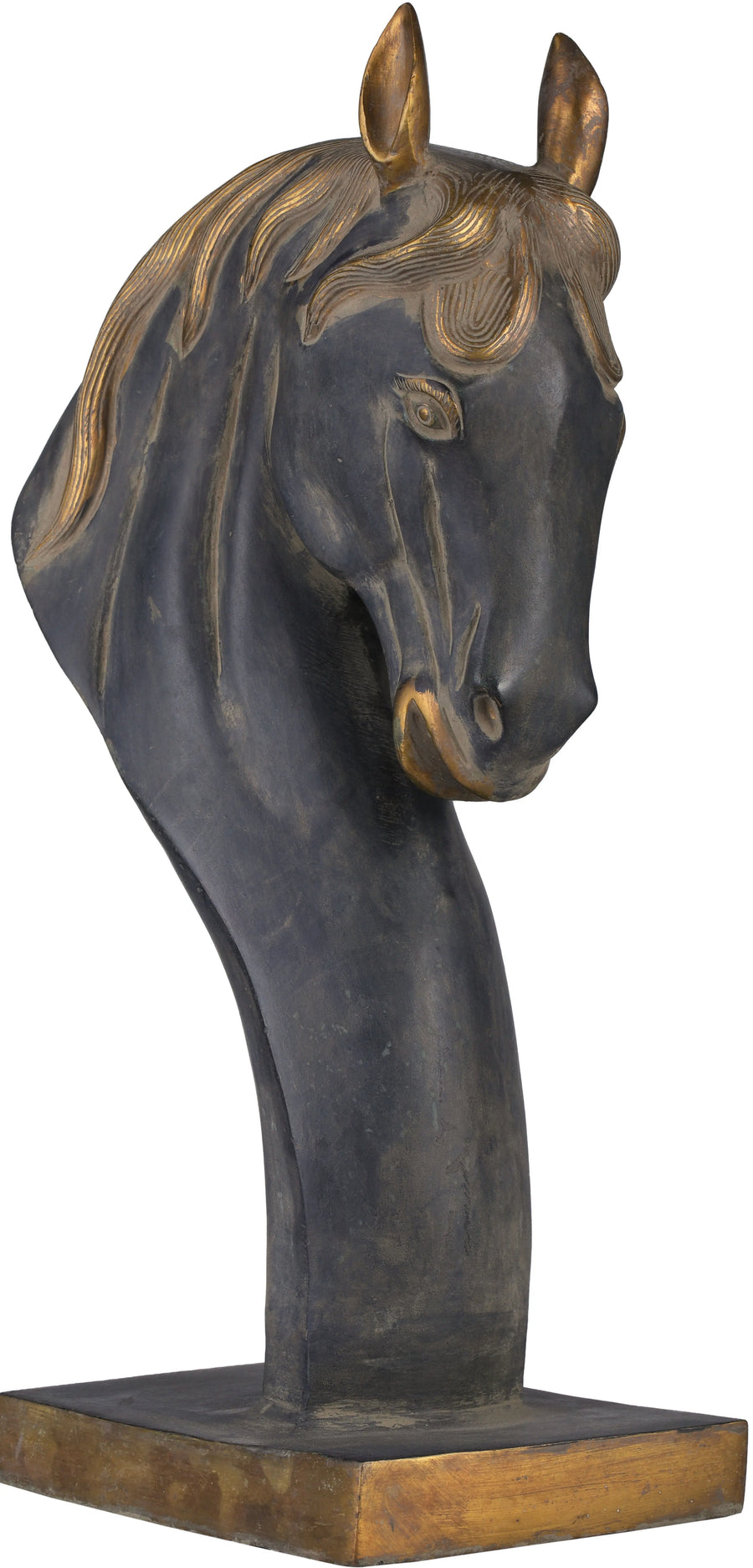Horse Head Brass Statue On Stand