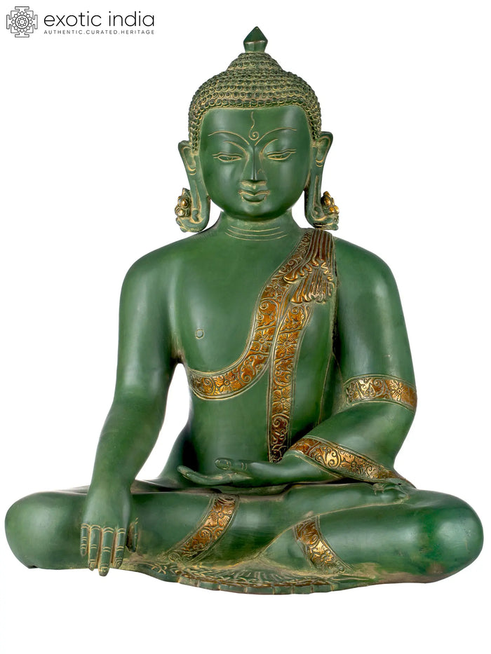 14" Buddha in the Bhumisparsha Mudra - Tibetan Buddhist In Brass | Handmade | Made In India