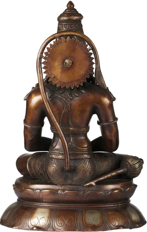 16" Lord Hanuman in Dhyana – Meditative Brass Statue of Devotion | Handmade in India