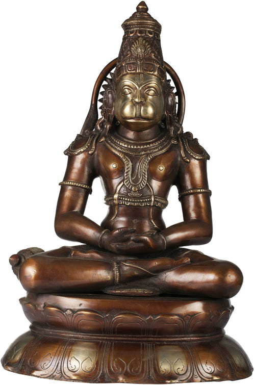 16" Lord Hanuman Meditation Brass Statue Handmade