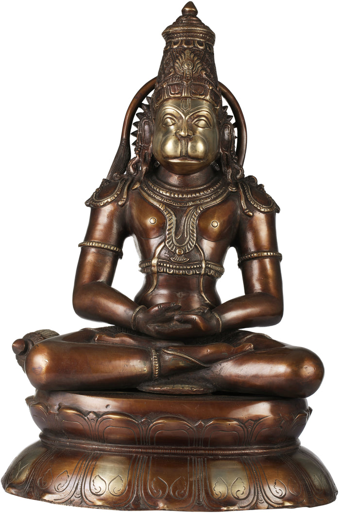 16" Lord Hanuman Meditation Brass Statue Handmade