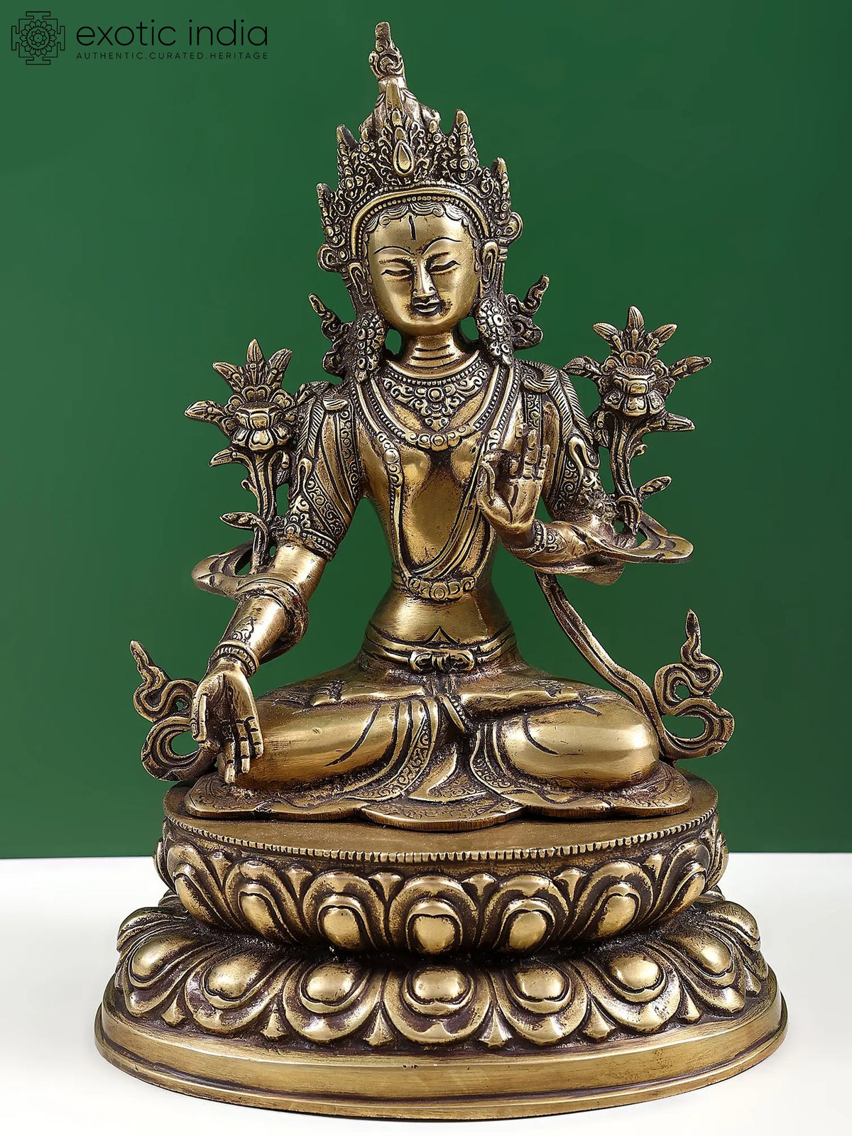 Tibetan Buddhist Goddess White Tara In Brass | Handmade