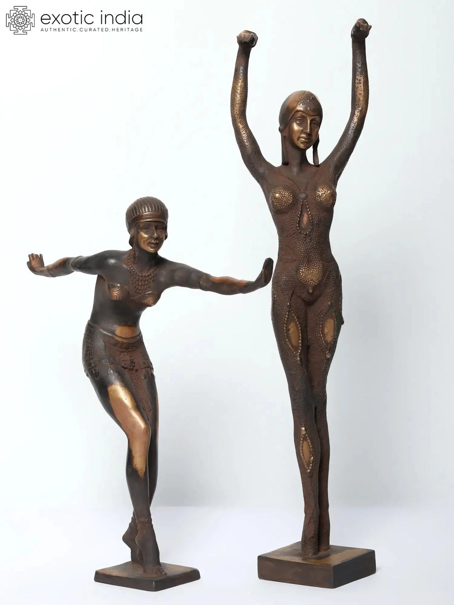 14" Brass Phoenician Dancers Handmade Statue