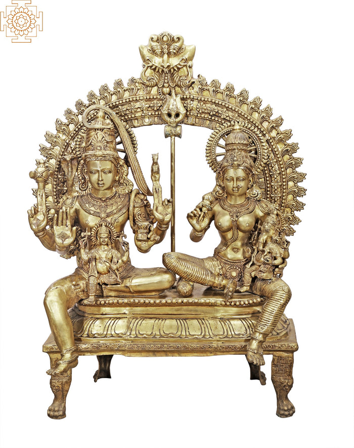 54" Large Shiva Parivar Brass Statue – Divine Family of Lord Shiva | Handmade in India