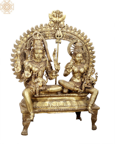 54" Large Shiva Parivar Brass Statue – Divine Family of Lord Shiva | Handmade in India