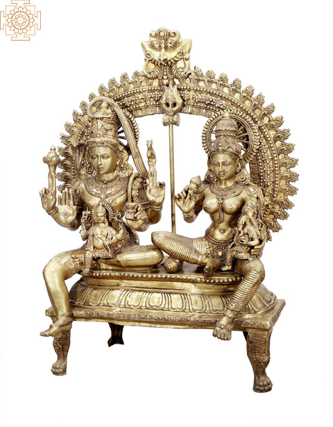 54" Large Shiva Parivar Brass Statue – Divine Family of Lord Shiva | Handmade in India