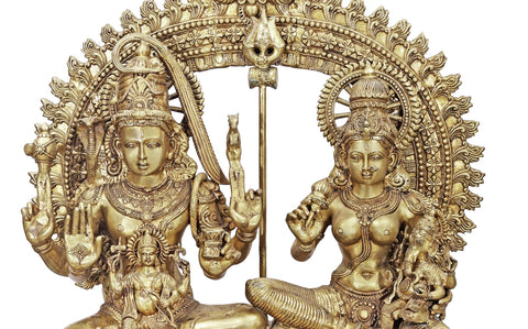 54" Large Shiva Parivar Brass Statue Ð Divine Family of Lord Shiva | Handmade in India