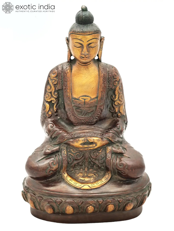 8" Buddhist Lord Buddha Statue in Dhyana Mudra (Meditation) | Handmade Brass Idol | Made in India