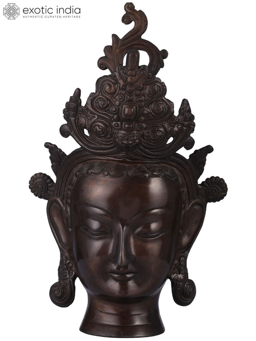 12" Goddess Tara Brass Wall Hanging Mask Handmade