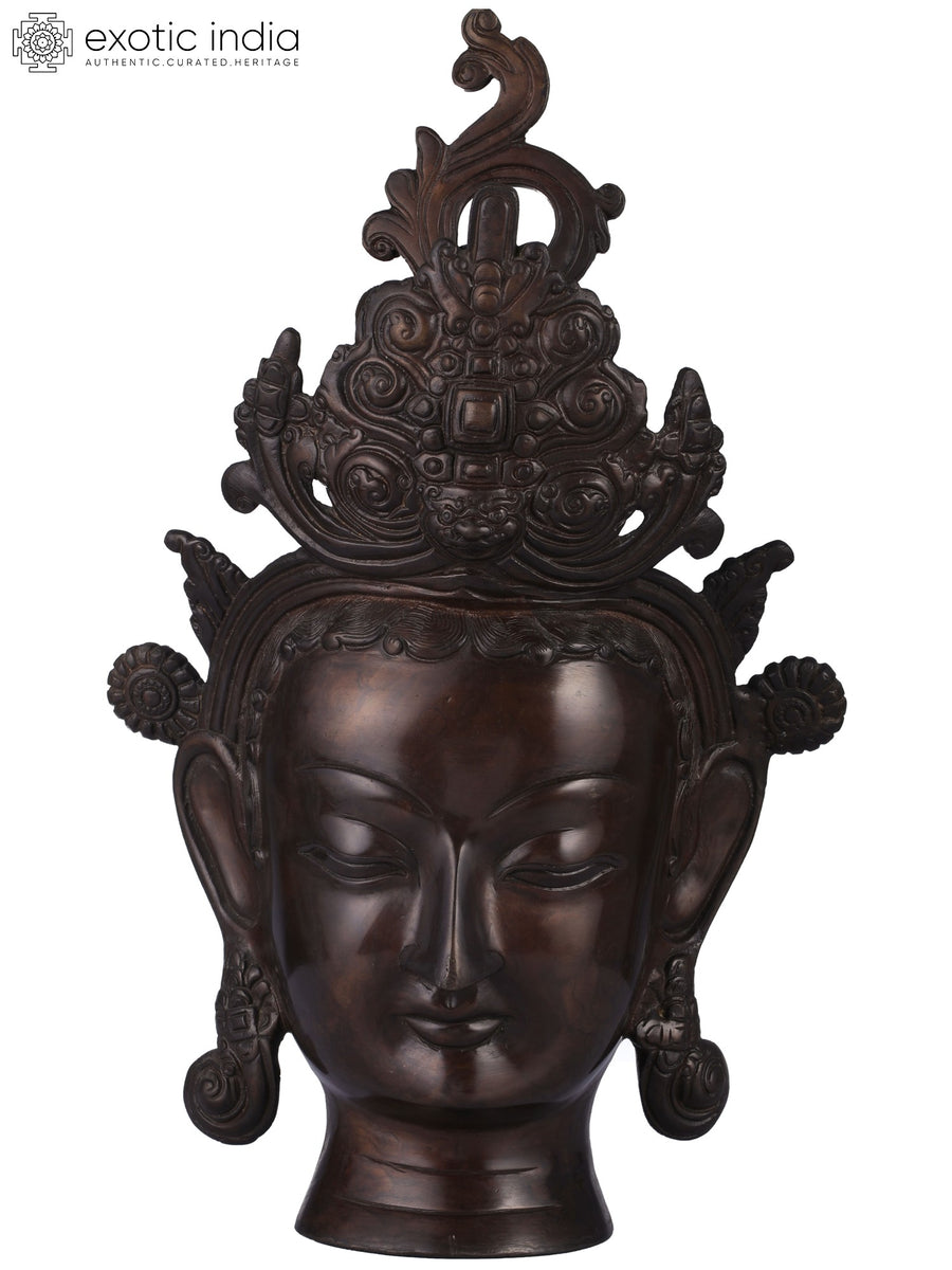12" Goddess Tara Brass Wall Hanging Mask Handmade