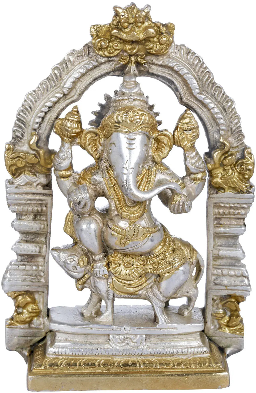 5" Handmade Brass Ganesha Temple Sculpture