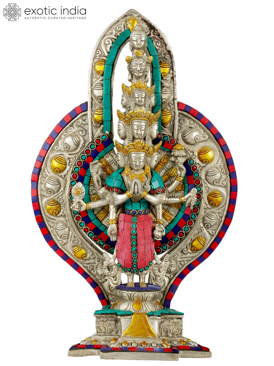14" Thousand Armed Avalokiteshvara Brass Statue Handmade