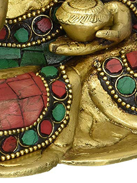 6" Vitarka Buddha, Meditative Calm On His Brow with Inlay Work In Brass | Handmade | Made In India
