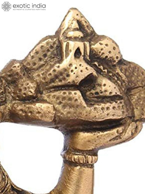 7" Brass Lord Hanuman Statue Holding the Mountain of Herbs (Sanjeevani Booti) | Handmade | Made in India