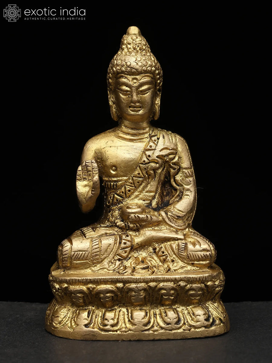 3" Small Blessing Lord Buddha Brass Idol Handmade