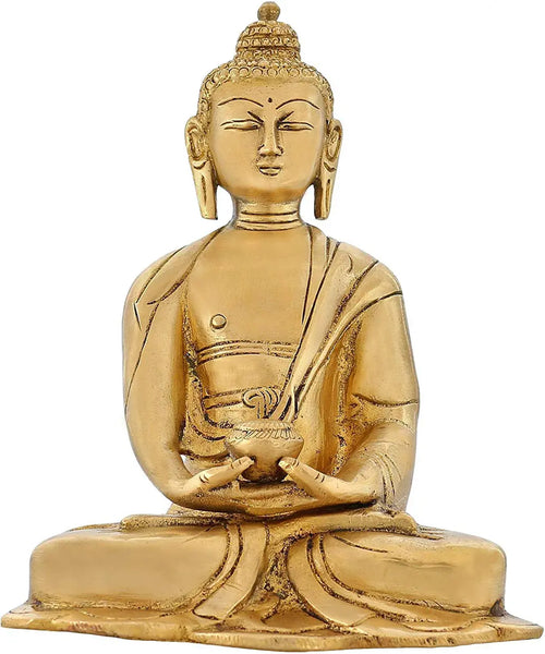 6" Handmade Tibetan Buddhist Lord Buddha Brass Statue