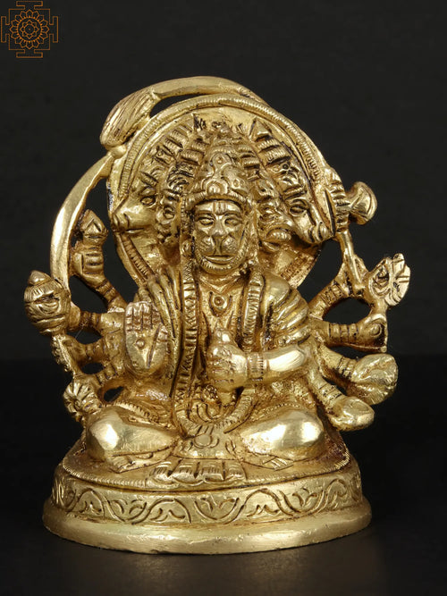 3" Panchmukhi Hanuman Brass Statue Handmade