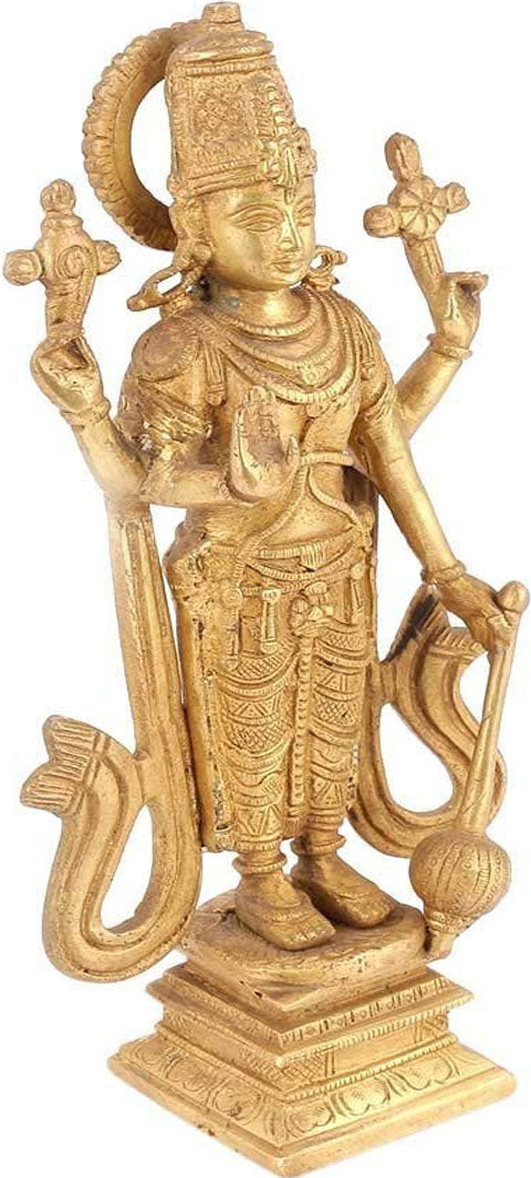 11" Tejasvi Vishnu Brass Statue Handmade